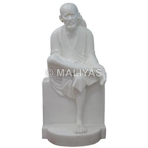 รูปปั้นพระศรีบาห์แกะสลักจากหินอ่อน |   รูปปั้นพระศรีดี ไซบาบา ทำจากหินอ่อนสีขาว งานฝีมือสำหรับวัดและบ้าน – MALIYAS - Product Image 1