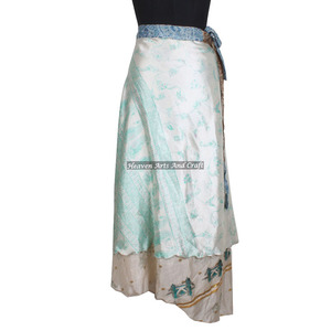 Falda Larga Envolvente de Seda Mágica Reversible de 2 Capas, Estilo Sari Multifuncional, Falda Hippie Envolvente, Estilo Indio Vintage - Product Image 1