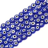 Prix de gros Bijoux colorés de qualité, breloques œil porte-bonheur plates 6mm 8mm 10mm, sacs en vrac, prix d'usine, pour la fabrication de colliers/bracelets, bleu
