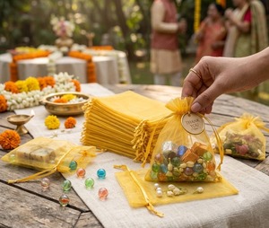 Sacs cadeaux en organza transparent de qualité supérieure, en gros, avec fermeture à cordon en satin, durables, faits à la main, pour anniversaires, Nouvel An, Ramadan - Product Image 2