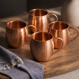 Juego de vasos de cobre puro con grabado floral tradicional indio, vasos de cobre grabados para beber agua, para la mesa del hogar. - Product Image 4