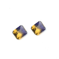 Excelente Gema Suelta de Cuarzo Ametrino Sintético, Corte Octogonal 10x12mm, Briolette Facetada, Cabujón de Alto Brillo, Morado Amarillo