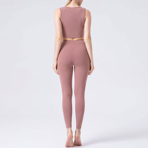 Ensemble de yoga deux pièces pour femmes, soutien-gorge de sport et leggings à découpe en V, sans couture, séchage rapide, vêtements de fitness et de gym, extensible dans les quatre sens - Product Image 3