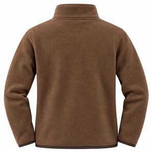 Chaqueta de Forro Polar Marrón Personalizada con Cierre Completo, Cuello Alto, Ropa de Invierno, Abrigo Térmico Suave y Cálido para Hombre, Estilo Casual Deportivo - Product Image 5