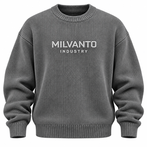 Pull en tricot gris personnalisé avec logo pour homme, col rond, manches longues, pull en tricot de qualité supérieure pour homme, pull pour femme - Product Image 1