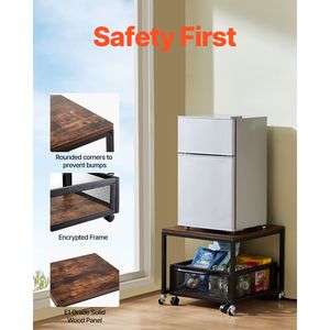 Mini Fridge Stand with Movable <b>Storage</b> <b>Cart</b> 198 Lbs Table Swivel Wheels Beverage Refrigerator Stand with <b>Storage</b> - Product Image 5