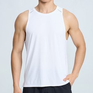Men Dry Fit Tank <b>Top</b> Wholesale Reflective Fitness Gym Tank <b>Top</b> Side Splitrunning Sports <b>Vest</b> - Product Image 1