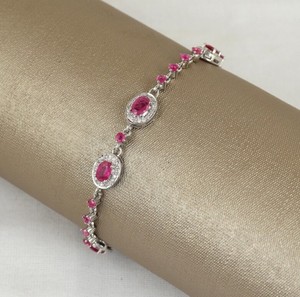 Natural <b>Ruby</b> Stone Charm <b>Bracelet</b> 925 Sterling Silver Gold Plated Red Gemstone Handmade Elegant Luxury Jewelry for Women - Product Image 1
