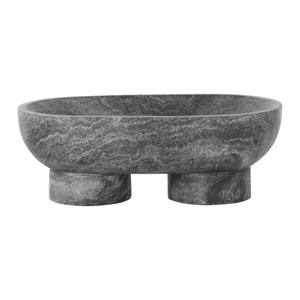 Bol en marbre gris avec hiboux, design unique sur piédestal, sculpture décorative artisanale pour centre de table - Product Image 3