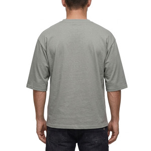 T-shirt Homme 100% Coton Grammage Lourd Gris Sauge, Coupe Oversize, Manches Courtes, Coupe Décontractée, Lettrage Personnalisé, Style Minimaliste Streetwear - Product Image 3