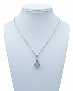 Collar con Colgante de Aguamarina Natural en Bruto, Hecho a Mano, con Plata, Gema, Cristal, Joyería Curativa, Collar Único de Piedra en Bruto - Product Image 4