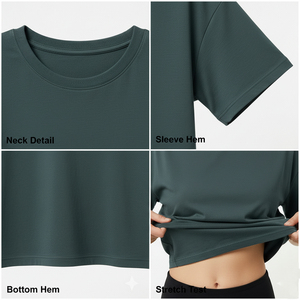 Women Fashion <b>Crop</b> T Shirt Short Sleeve Boxy Cotton Oversized Streetwear T Shirt Casual Summer Wholesale Custom Logo OEM Bulk - Product Image 6
