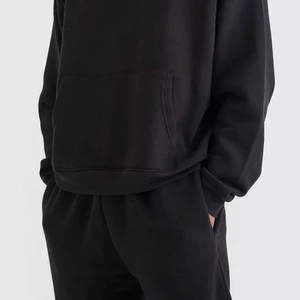 Conjunto Deportivo de Hombre con Capucha, Color Negro, Estilo Urbano, Corte Regular, Pantalones de Felpa de Algodón de Color Sólido, con Bolsillos Laterales, para Invierno - Product Image 2
