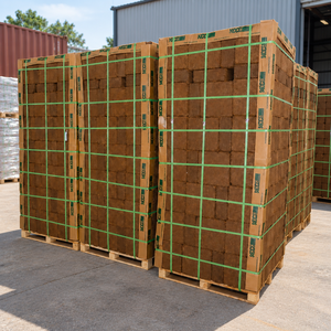 Bloc de tourbe de coco 5 kg, expansion 21 gallons, faible EC 0,5 MS/cm, 6 mm, triple lavage, palettisé, 20 palettes, prix FOB/CIF - Product Image 1