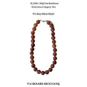 XL2508-15KQ Collares clásicos de cuentas finas color ámbar, acero inoxidable 316L, unisex - Product Image 2