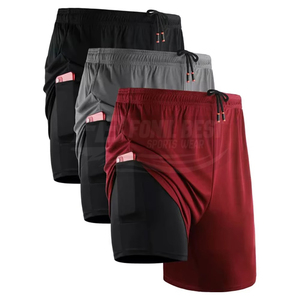 Shorts de sport décontractés pour hommes, coupe ample, technologie de séchage rapide, doublure compressive, tissu respirant, fermeture à cordon de serrage sur le devant - Product Image 2
