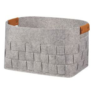 Ensemble de 2 paniers de rangement en feutre tissé moyen gris clair pour l'organisation de la cuisine et de la salle de bain - Product Image 3