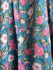Hand Block Printed Vintage Floral Embroidered Indian Cotton Gown for Women Square Collar Indian Tunic <b>Dress</b> - Product Image 6