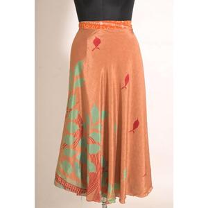 Women's Vintage Printed A-Line Ankle-Length <b>Wrap</b> Skirt Natural Waist Indian Boho Casual Summer Handmade 100% Silk - Product Image 2