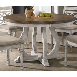 Tavolo da Pranzo Havanna 47 Pollici di Larghezza in Noce Vintage con Base Bianco Sporco, Tavolo da Pranzo Contemporaneo in Noce Vintage - Product Image 1