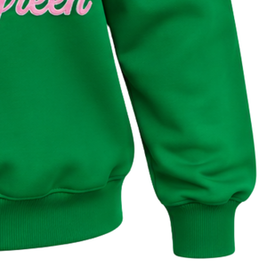 Sudadera Verde de Cuello Alto para Mujer, Personalizada con Estampado Gráfico de Hermandad, Cómoda, Informal, para Universidad y Antiguas Alumnas, Venta al Por Mayor - Product Image 4