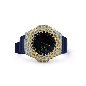 Montre mécanique Moissanite avec boîtier en acier inoxydable, bracelet en caoutchouc, cadran analogique, affichage de la date pour homme, tenue décontractée ou de soirée - Product Image 6