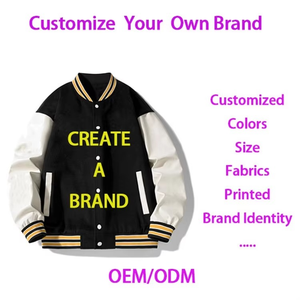 Customized Men's Varsity Jacket With Letter Print Front <b>Button</b> Closure Polyester Cotton Blend Autumn Casual Wear OEM ODM - Product Image 4