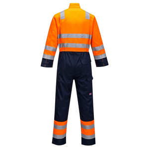 PUFFIN SPORTS Custom OEM ODM High Visibility Orange <b>Work</b> <b>Overalls</b> With Reflective Stripes And Black Accents <b>For</b> <b>Men</b> - Product Image 3