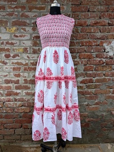 Vestido Estampado a Mano, Hecho en India, Vestido de Algodón con Estampado en Bloque, Vestido Ajustable para Mujer, Regalo para Ella - Product Image 2