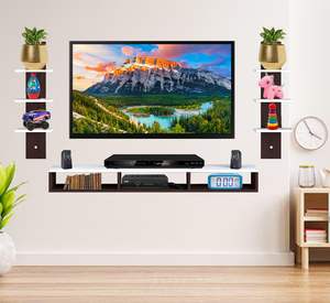 Meuble TV et support pour décodeur en bois composite avec étagères pour livres et décoration, unité de rangement pour salon, bureau, salle à manger - Product Image 1