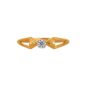 Bague solitaire Oria Prism avec diamant, bague de luxe Carousel en or bimétallique, bague halo entrelacée avec diamants multicouches - Product Image 3