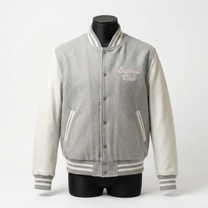 Veste universitaire en laine de haute qualité avec manches en cuir, logo frontal, style streetwear, décontractée et chaude, type Letterman - Product Image 6