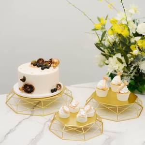 Modern Geometric Gold <b>Cake</b> Display Pedestal for Hotel Restaurant and Event Decoration Wholesale Gold Metal <b>Cake</b> Display <b>Stand</b> - Product Image 3