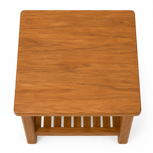 Mesa de Comedor Cuadrada de Madera de Teca Sólida Estilo Escandinavo Moderno con Estante de Almacenamiento, Mueble Ecológico y Duradero para el Hogar, 2 Plazas - Product Image 4