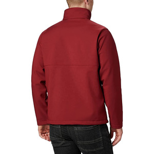Veste en polaire rouge pour homme, col montant, fermeture éclair, coupe-vent, vêtements décontractés pour l'extérieur, coupe régulière, couleur unie, matière polyester - Product Image 2