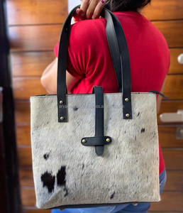 Bolso de mano de piel de vaca auténtica para mujer, bolso de hombro grande, bolsos de diseñador con cremallera de alta calidad, venta al por mayor, 2025 - Product Image 4