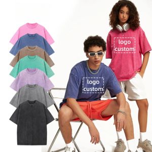 Custom Logo Heavy Weight Solid Vintage Acid Washed Oversized T-Shirts 260 GSM 100% Cotton Unisex Luxury Eco-Friendly Breathable - Product Image 1