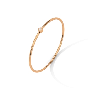 Rose Gold Tone Diamond <b>Bangle</b> Slim Open <b>Bracelet</b> Minimalist Jewelry Gift - Product Image 3