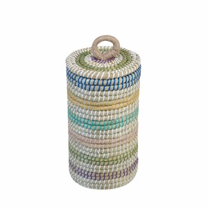 Panier cylindrique en jonc de mer multicolore, fait main, pour rangement, vente en gros, écologique, fabriqué au Vietnam - Product Image 2