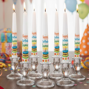 Velas de Cumpleaños Personalizadas con Estampado de Pastel Colorido – Set de Celebración con Nombre Personalizado - Product Image 3