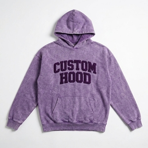 Sweat à capuche oversize en molleton pour homme, effet délavé minéral, avec broderie personnalisée, style streetwear vieilli, en coton épais, motif lettres d'équipe - Product Image 5