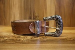 Customized Made Exclusive Western Cowboy Genuine Leather <b>Belt</b> Toned Hand Carving <b>Work</b> Manufacturer and Wholesaler - Product Image 5