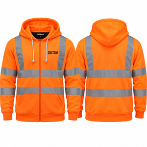 Sweat à capuche de sécurité haute visibilité avec poches zippées, vêtements de travail réfléchissants, pulls réfléchissants - Product Image 2