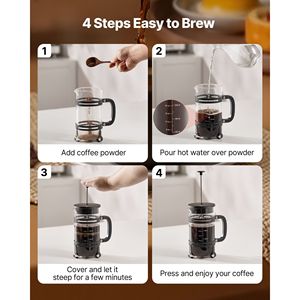 34 oncia 1 litro di vetro borosilicato francese macchina da caffè in acciaio inox filtro grande tè in vetro per il campeggio a casa - Product Image 4
