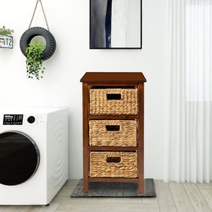 High Quality Vietnam-Made Wooden Cabinet with Water Hyacinth Basket <b>Storage</b> Drawer Cabinet for Home Furniture Wholesaler - Product Image 5