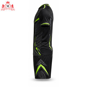 Conjunto de Camiseta y Pantalones Cortos de Fútbol Sublimados en Negro y Verde para Hombre, Uniforme Deportivo Transpirable de Poliéster para Adultos - Product Image 4