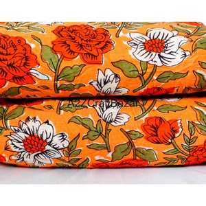 Tissu 100% Coton Tissé Imprimé au Bloc Écologique Respirant Séchage Rapide Léger Tissu Croisé Fil 60S/60S Rajasthan Femmes Filles - Product Image 1