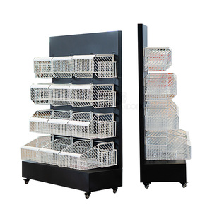 Single-Sided Vertical L-Shape Metal <b>Basket</b> Supermarket <b>Shelves</b> Gondola Display Rack Quick Installation Retail Store OEM Vietnam - Product Image 1