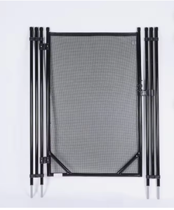 Barrière de sécurité pliable en maille portable avec cadre métallique noir, barrière rétractable pour animaux domestiques et bébés, pour les portes et les escaliers - Product Image 2