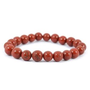Bracelet en jaspe rouge naturel, perles rondes de 8 mm, bracelet extensible, bijoux en cristal unisexe, cadeau, vente en gros - Product Image 1